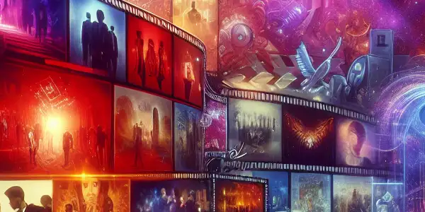 A vibrant digital landscape showcasing Asian adult film culture with modern interfaces, alluring visuals, and themes of privacy and community.